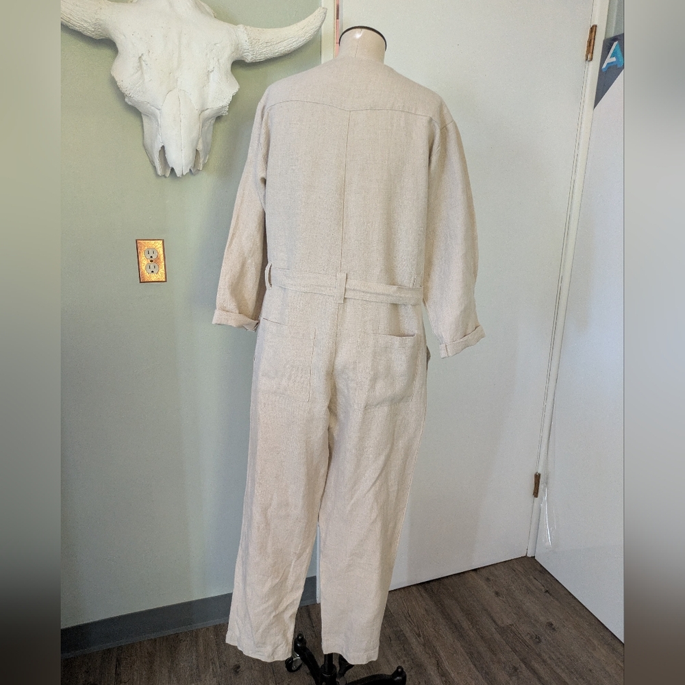 OZMA California Casual Linen Jumpsuit S Natural Tan Canerom - Picture 11 of 15